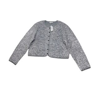 NWT J. Crew Sweater Lady Jacket Womens Large Crop Silver Metallic Tinsel Party